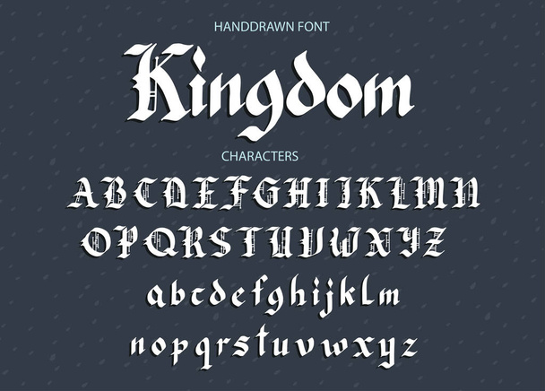 Blackletter gothic script hand-drawn font. - Vector, Image