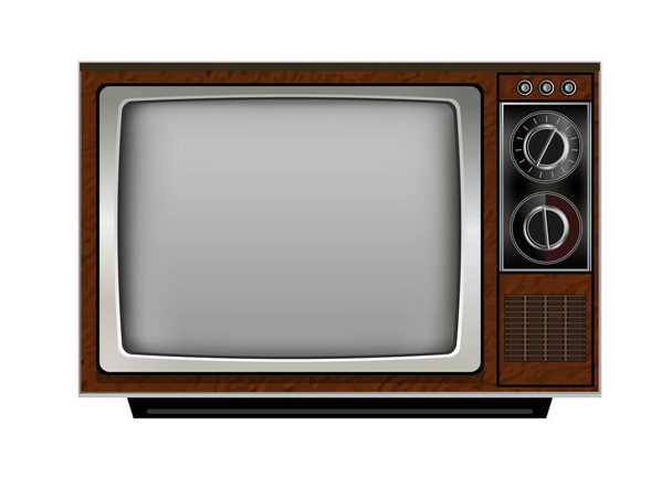 Retro old vintage television on white background - Vector, Image