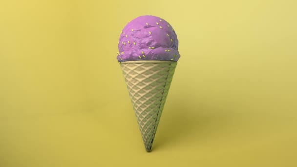 3D animace - kužel zmrzliny otočná s různými barvami a chutí  - Záběry, video