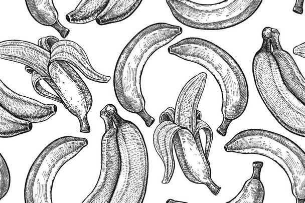 Seamless vector pattern with bananas. - Vektör, Görsel