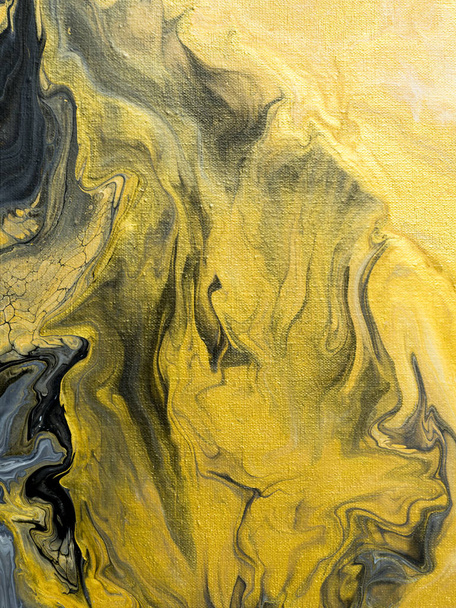 Black and gold marble abstract hand painted background - Fotografie, Obrázek