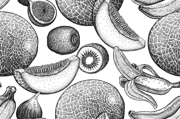 Seamless vector pattern with exotic fruits. - Vektor, Bild