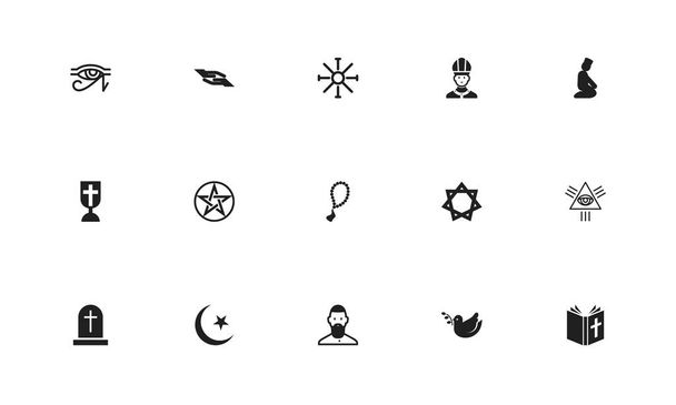 Set van 15 bewerkbare dyne iconen. Bevat symbolen zoals mullah, zegen, kralen en meer. Kan worden gebruikt voor web, mobiel, ontwerp Ui en infographic. - Vector, afbeelding