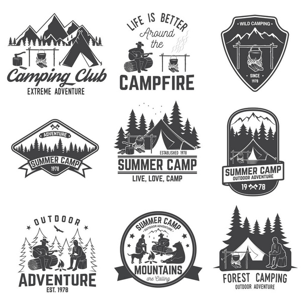 Summer camp. Vector illustration. Concept for shirt or logo, print, stamp or tee. - Vector, Image