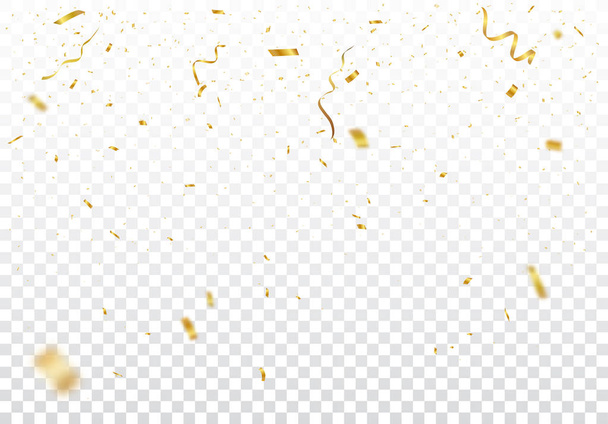 Gold confetti background, isolated on transparent background - Vector, Image