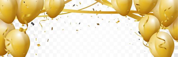 Celebration background with gold confetti and balloons - Vector, Image