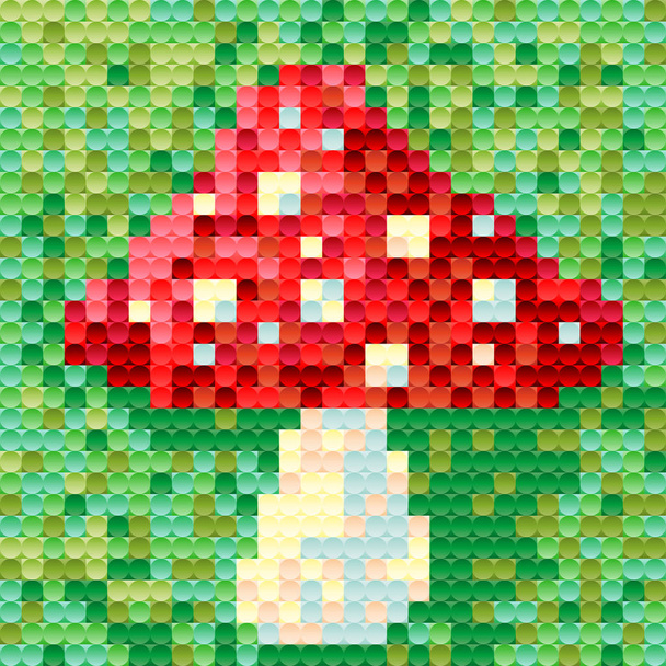 Amanita-sieni on maalattu pikselityylillä yksilölliseen muotoiluun. Vektori
 - Vektori, kuva
