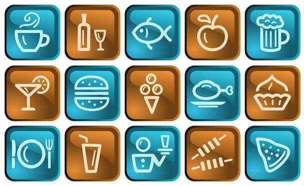Food and drinks buttons - Vector, Image