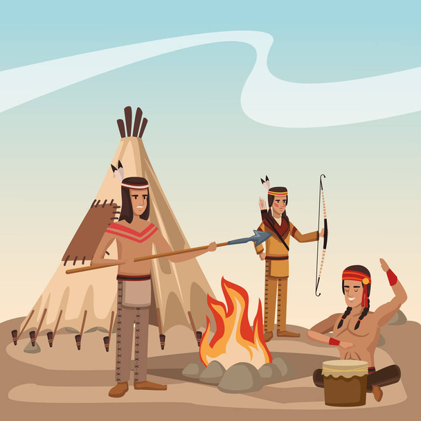 アメリカ ・ インディアン部族 - ベクター画像