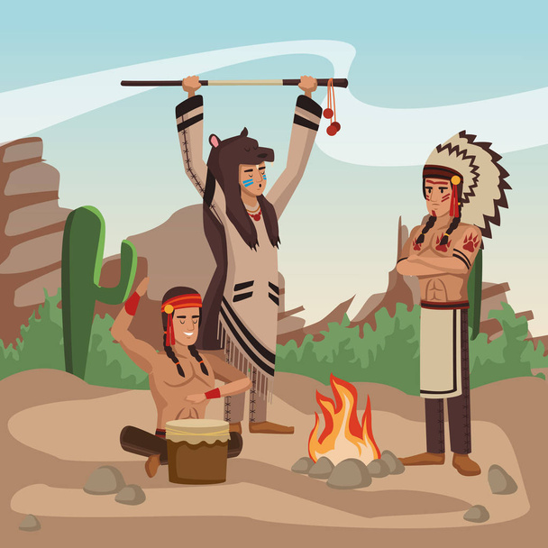 アメリカ ・ インディアン部族 - ベクター画像