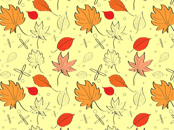 Podzimní světlé pozadí žluté listy a místo na své místo. Podzimní nálada. Vektor - Vektor, obrázek
