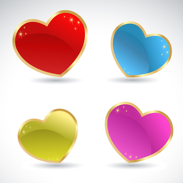 Glamour sparkling Valentine glass colorful hearts - Vector, Image