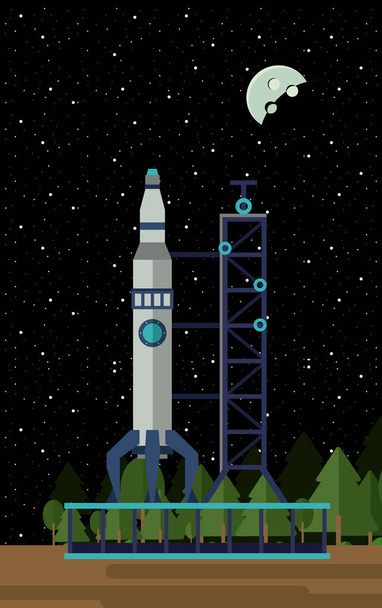 Космический корабль на станции
 - Вектор,изображение
