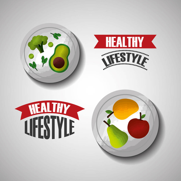 healthy lifestyle sport gym food - Vector, Image