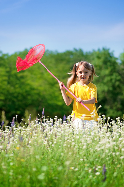Happy girl on meadow - Foto, Imagem