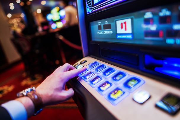 Men Playing Slot Machine - Photo, Image