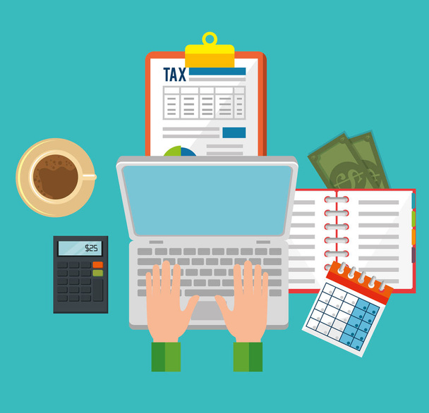 tax day time set icons - Vector, Image