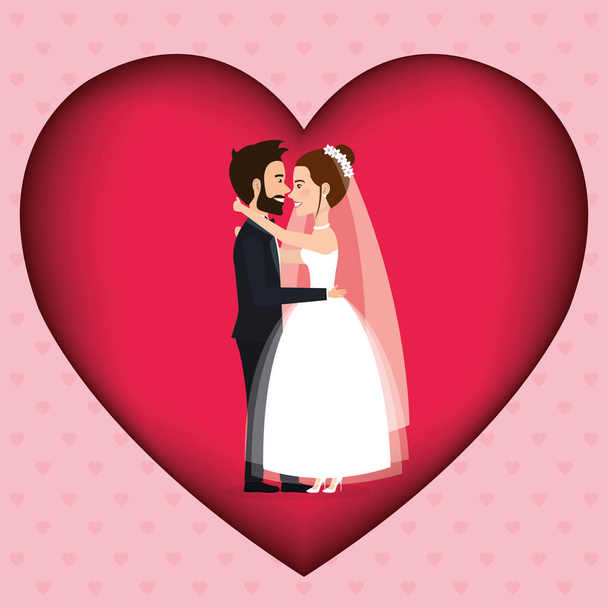 romantische foto van net echtpaar in hart - Vector, afbeelding
