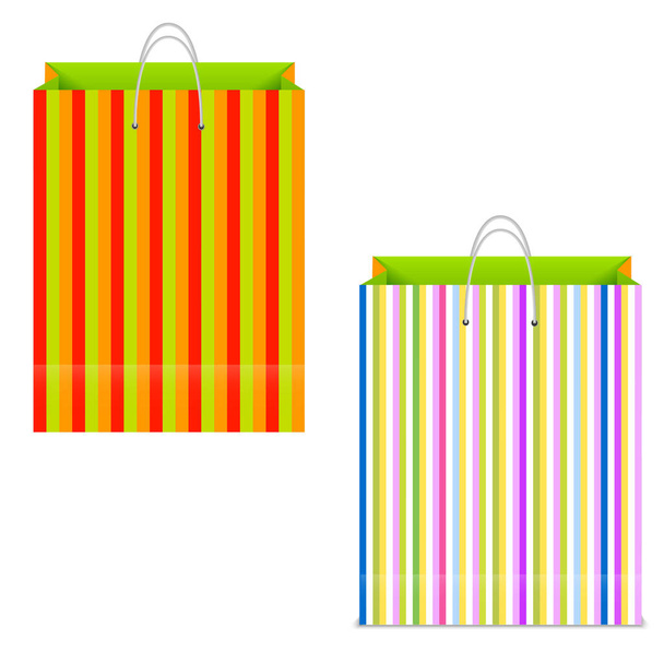 Πολύχρωμο χαρτί τσάντα για ψώνια σε λευκό. διάνυσμα - Διάνυσμα, εικόνα