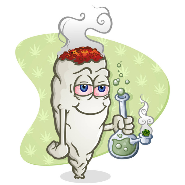 Marihuana Joint Cartoon-Figur raucht eine Bong - Vektor, Bild