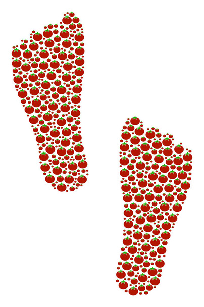 Human Footprints Composition of Tomato - Vector, Image