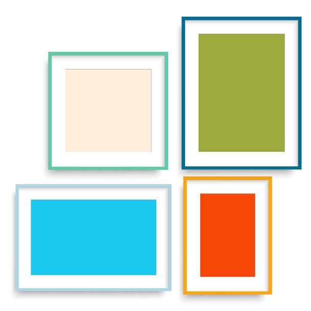 Realistic colorful picture frames. Vector. - Vektör, Görsel