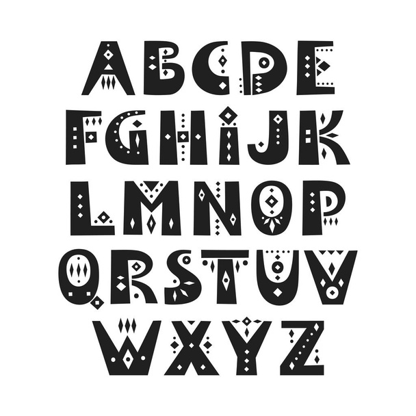 Vector display alphabet. Set of capital patterned letters in African style. - Vektör, Görsel