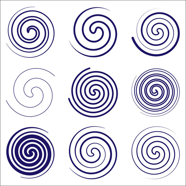 Conjunto de espiral redonda. Sencillo. abstracto. Ilustración vectorial. Para su diseño
.  - Vector, Imagen