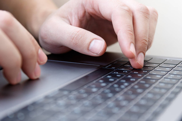man office worker is typing keyboard, business technology and ed - Φωτογραφία, εικόνα