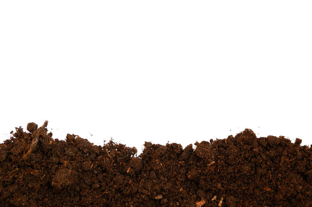 Текстура почвы изолирована на белом фоне сверху, сверху v
 - Фото, изображение