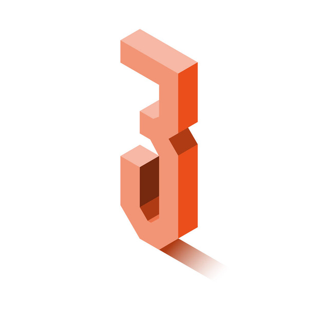 Isometric three orange icon, 3d character with shadow - Διάνυσμα, εικόνα