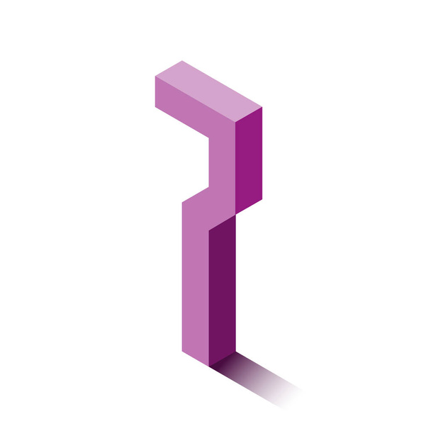 Isometric seven violet icon, 3d character with shadow - Διάνυσμα, εικόνα