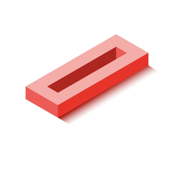 Isometric zero red icon, 3d character with shadow - Вектор,изображение