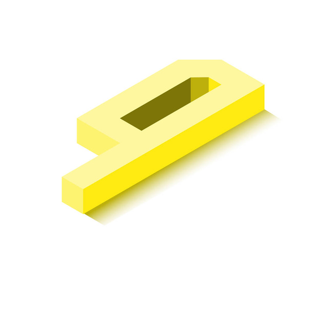 Isometric four yellow icon, 3d character with shadow - Διάνυσμα, εικόνα