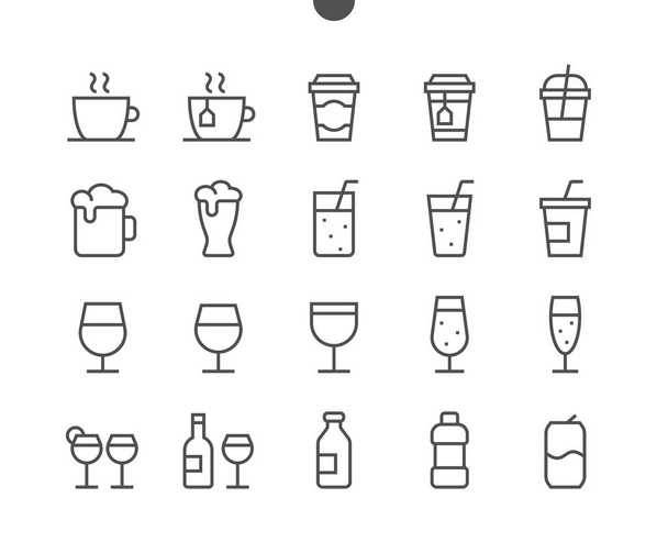 Ícones gráficos das bebidas, ilustração do vetor
 - Vetor, Imagem