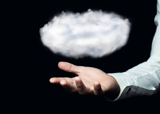 Man holding cloud. Cloud computing concept. - Foto, Imagem