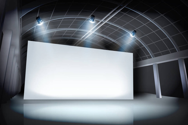 Projection screen in the gallery. Vector illustration. - Vector, Image
