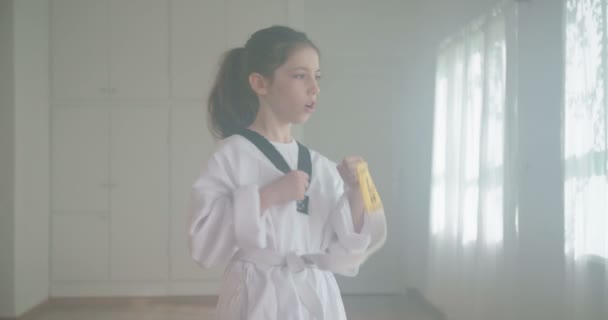 Slow motion záběry dívky cvičí bojová umění - Záběry, video