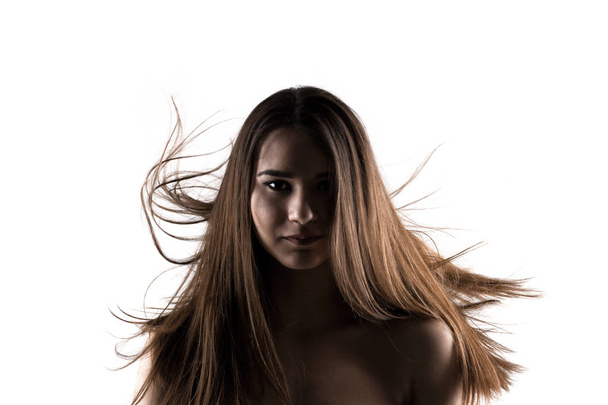 beautiful brunette girl with windy hair - Foto, Bild