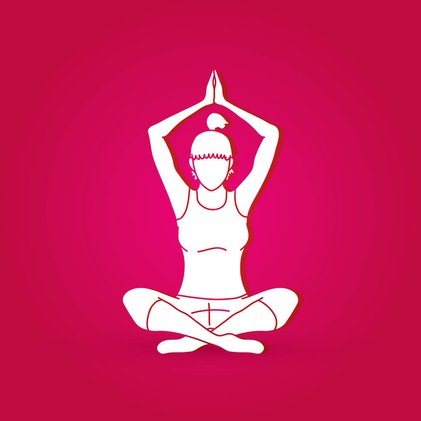 Mujer practicando yoga, Yoga vector gráfico de acción
 - Vector, imagen