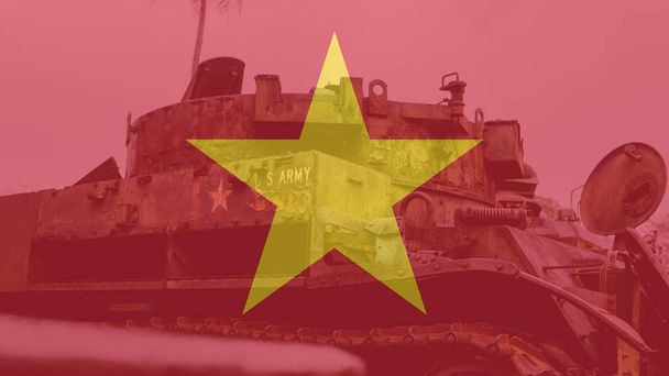 El museo militar vietnamita con una exposición de equipos capturados. Trofeo Equipamiento militar americano
 - Foto, imagen