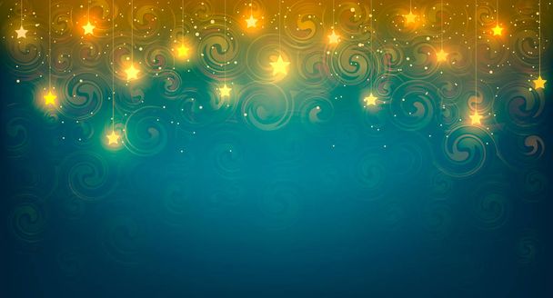 Background with shiny stars. Vector illustration of background with yellow cozy shiny stars. - Vector, imagen