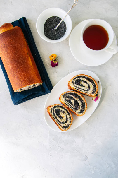 Traditional polish festive pastry - Makowiec- Poppy seed roll, t - Fotoğraf, Görsel