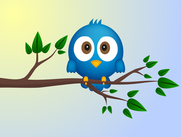 Blue bird sitting on twig - Вектор, зображення
