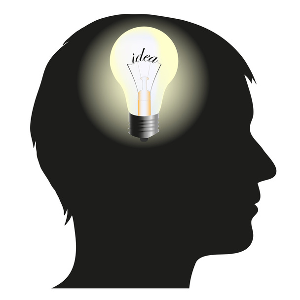 Silhouette of man with idea - Vector, Image