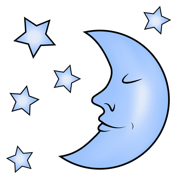 Blue moon and stars - Vector, Image