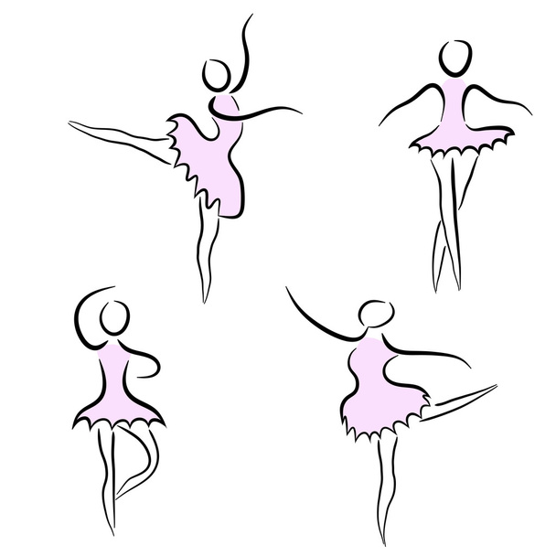Set of abstract ballet dancers - Vector, Image