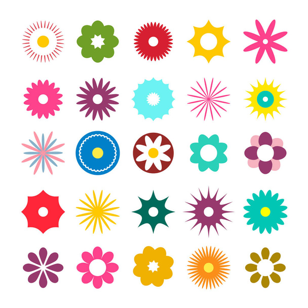 Flat Design Flowers Icons. Vector Simple Flowers Set. - Vector, Image