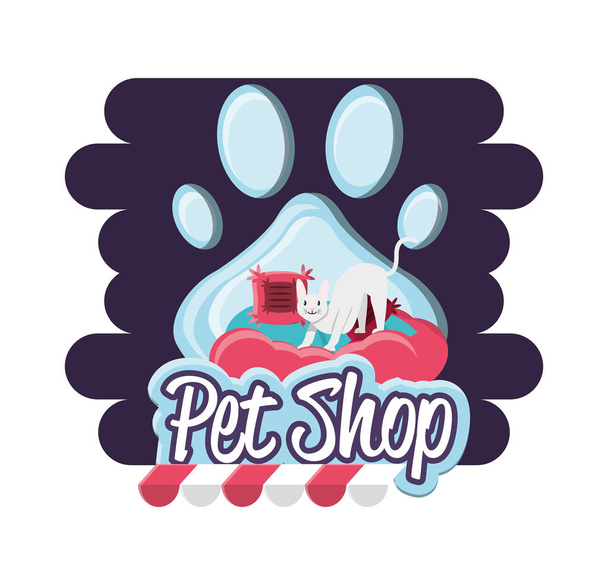 κατοικίδιο ζώο κατάστημα γάτα με μαξιλάρι - Διάνυσμα, εικόνα