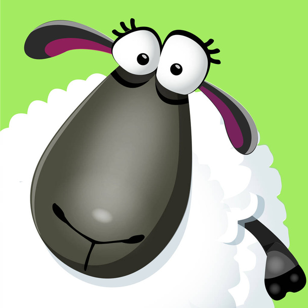 Dulce divertido portret de ovejas de dibujos animados. Ilustración vectorial sobre fondo blanco
 - Vector, imagen